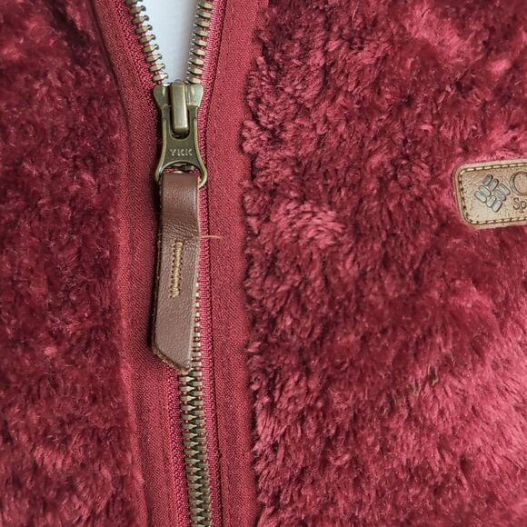 Columbia Large Maroon Sherpa Full Zip Fleece Coat - Picture 4 of 10